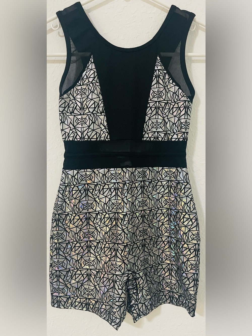 Cat & Jack Black and Holographic Geometric Fit & Flare Dress